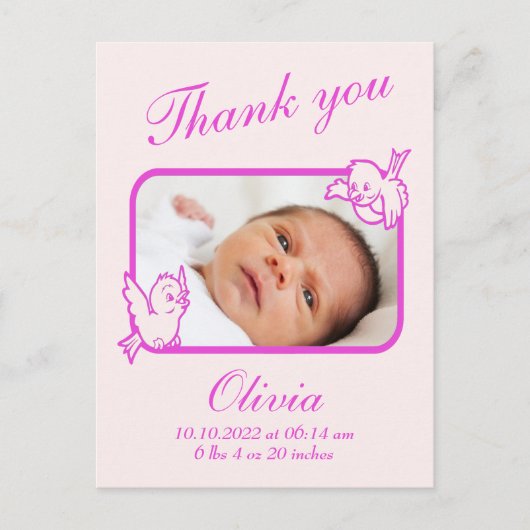 Carte postale Merci Faire-part de naissance (Devant)