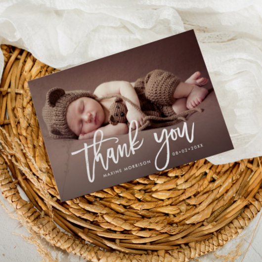 Carte Postale MERCI | faire-part de naissance de brosse blanche