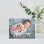 Carte Postale MERCI | faire-part de naissance de typographie élé (Debout devant)