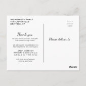 Carte Postale MERCI | faire-part de naissance de typographie élé (Dos)