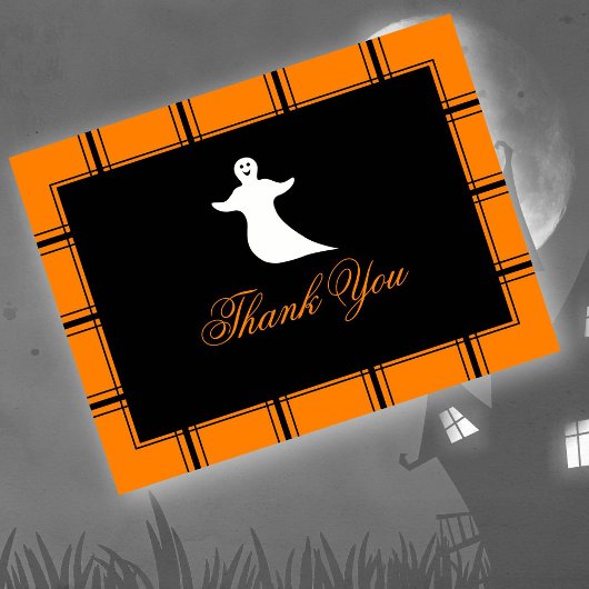 Carte Postale Merci fantôme Halloween noir/orange