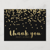 Carte Postale Merci | Faux Gold Confetti en noir (Devant)