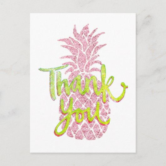 Carte Postale merci faux rose parties scintillant ananas graphiq (Devant)