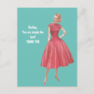 Carte postale Merci femme rétro