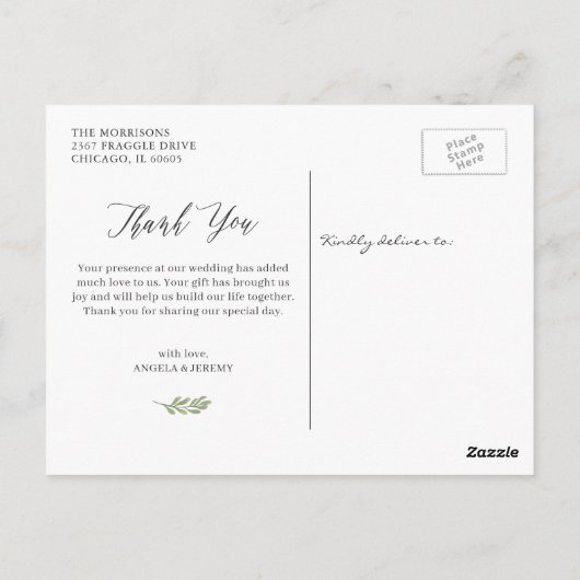 Carte Postale Merci Feuille de l'Eucalyptus vert (Dos)