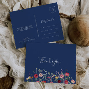Carte Postale Merci Fleur sauvage Boho Multicolor