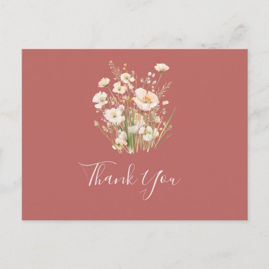 Carte Postale Merci Fleur sauvage classique Boho Blush (Devant)