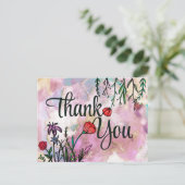 Carte Postale Merci Fleur Sauvage Mignonne Aquarelle Nuage Marbr (Debout devant)