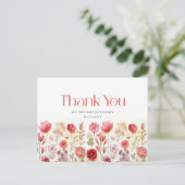 Carte Postale Merci Fleur sauvage Retro Pastel Pink Boho (Debout devant)