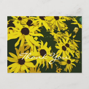 Carte Postale Merci, fleurs jaunes de marguerite