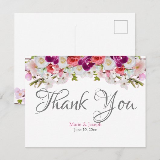 Carte postale Merci - Floral01 (Devant / Derrière)