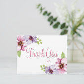 Carte Postale Merci Floral Aquarelle Fleur pourpre (Debout devant)