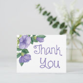 Carte Postale Merci Floral Aquarelle Fleur pourpre (Debout devant)