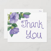 Carte Postale Merci Floral Aquarelle Fleur pourpre (Devant / Derrière)