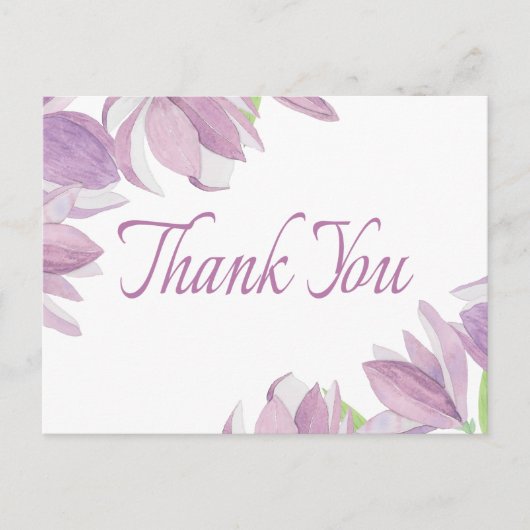 Carte Postale Merci Floral Aquarelle Fleur pourpre (Devant)