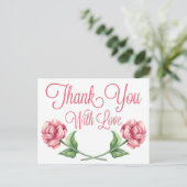 Carte Postale Merci Floral Aquarelle Rose Fleur (Debout devant)