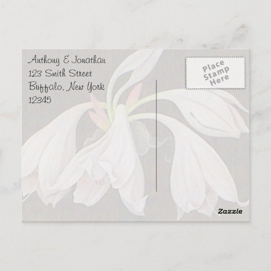 Carte Postale Merci floral blanc (Dos)