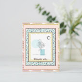 Carte Postale Merci Floral Blue Gold Spark Abstrait (Debout devant)