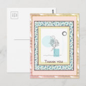 Carte Postale Merci Floral Blue Gold Spark Abstrait (Devant / Derrière)