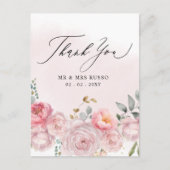 Carte Postale Merci floral brillant simple Script (Devant)