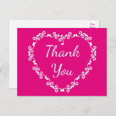 Carte Postale Merci floral chaud rose et blanc coeur (Devant / Derrière)