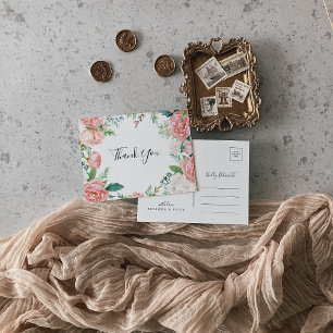 Carte Postale Merci floral coloré