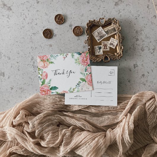 Carte Postale Merci floral coloré