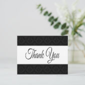 Carte Postale Merci Floral Damask noir & blanc - Mariage (Debout devant)