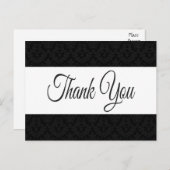 Carte Postale Merci Floral Damask noir & blanc - Mariage (Devant / Derrière)