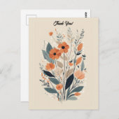 Carte Postale Merci floral de Boho Abstrait (Devant / Derrière)