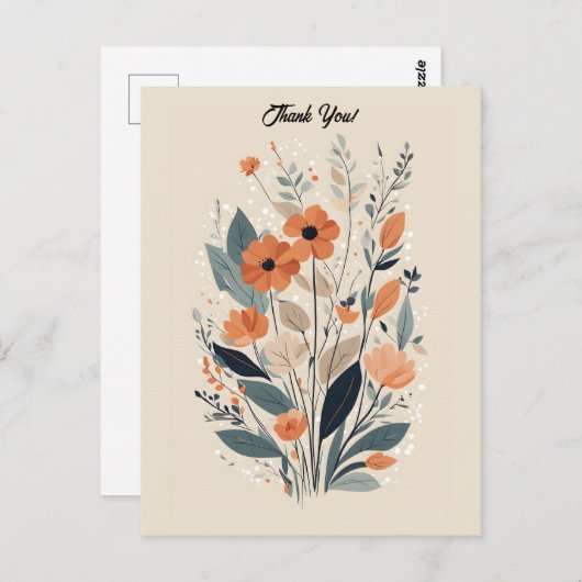 Carte Postale Merci floral de Boho Abstrait (Devant / Derrière)