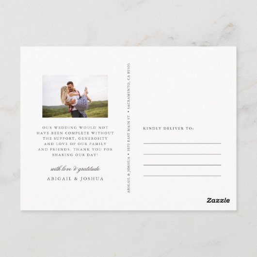 Carte Postale Merci floral et  de script or (Dos)