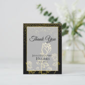Carte Postale Merci floral Faux Gold Foil Confetti (Debout devant)