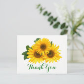 Carte Postale Merci Floral Fleur de soleil Jaune & Fleurs vertes (Debout devant)