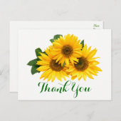 Carte Postale Merci Floral Fleur de soleil Jaune & Fleurs vertes (Devant / Derrière)