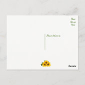 Carte Postale Merci Floral Fleur de soleil Jaune & Fleurs vertes (Dos)