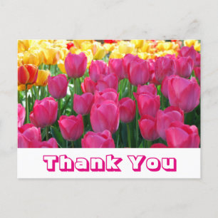 Carte Postale Merci floral Fleurs de tulipe jaune et rose