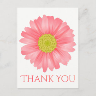 Carte Postale Merci Floral Gerbera Daisy Fleur rose
