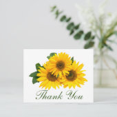 Carte Postale Merci floral Mariage de fleurs de tournesol jaune (Debout devant)