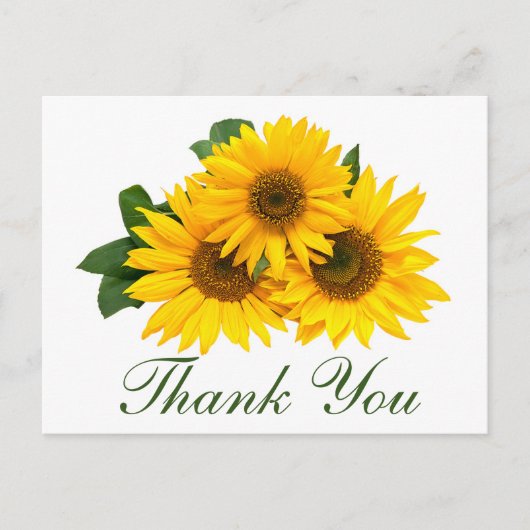 Carte Postale Merci floral Mariage de fleurs de tournesol jaune (Devant)
