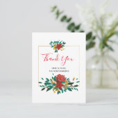 Carte Postale Merci floral moderne rouge vert et or Noël (Debout devant)