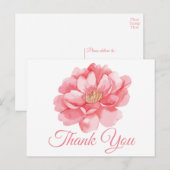 Carte Postale Merci Floral Pink Flowers Peonies (Devant / Derrière)