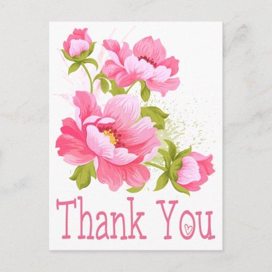 Carte postale Merci Floral Pink Peonies (Devant)