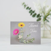 Carte Postale Merci floral rose, Gerbera jaune Fleur marguerite (Debout devant)