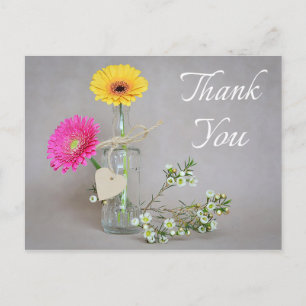 Carte Postale Merci floral rose, Gerbera jaune Fleur marguerite