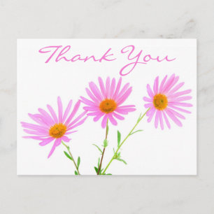 Carte Postale Merci Floral rose Lavande Fleur marguerite