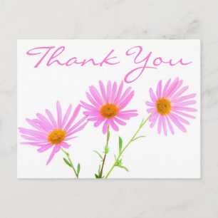 Carte Postale Merci floral rose Lavande Fleurs marguerites