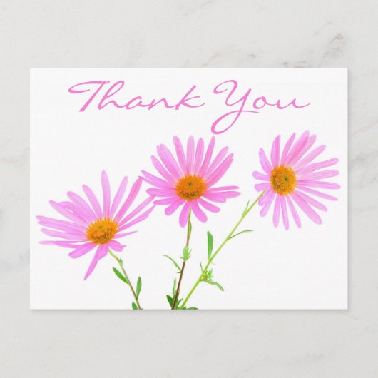 Carte Postale Merci floral rose Lavande margueuse (Devant)