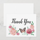 Carte Postale Merci floral rose papillon (Devant / Derrière)
