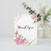 Carte Postale Merci floral rose vermillon géométrique (Debout devant)